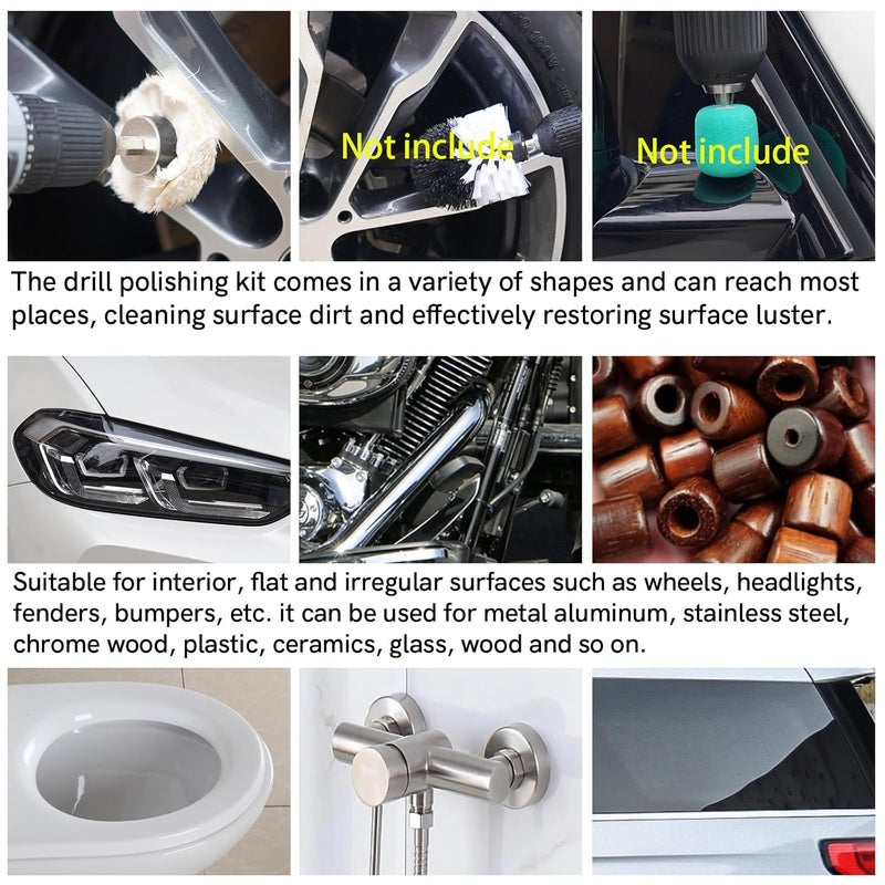 Unicaravan Aluminum Wheel Polishing Kit for Drill Buffing Wheel for Car Motorcycle Wheel Rim Manifold Polishing for Stainless Steel Chrome Wood Plastic Ceramic Glass Woods Machine Jewelry etc 6PCS - Image 5